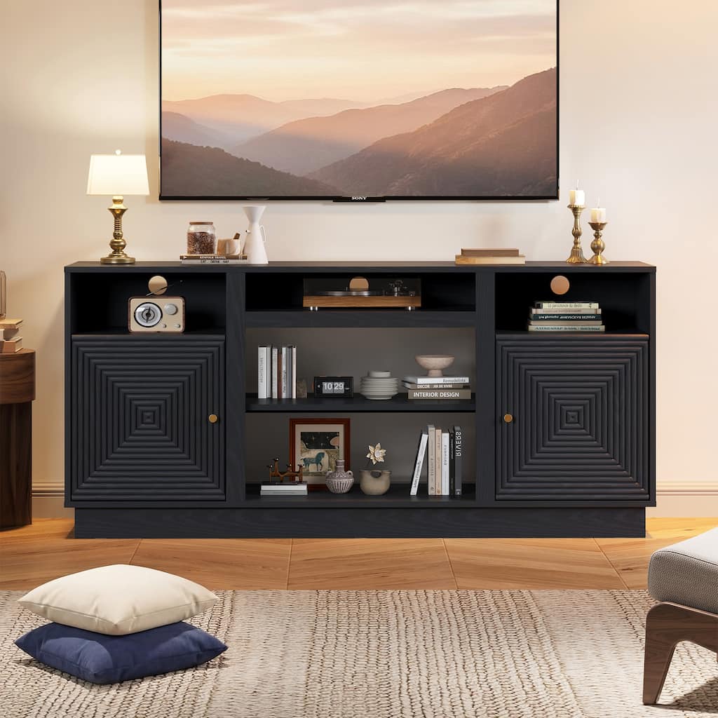 59'' TV Stand for TVs Up to 65'' with Storage and Adjustable Shelves - n/a