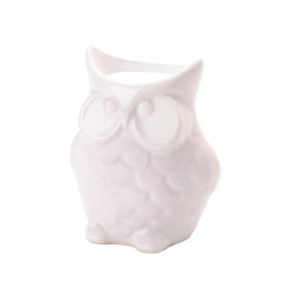 slide 1 of 3, Set of 2 Friendly Owl Oil Warmers - White