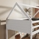 preview thumbnail 10 of 18, Twin Over Twin House Floor Bunk Bed with Headboards, Footboards and Guardrails, Ladder