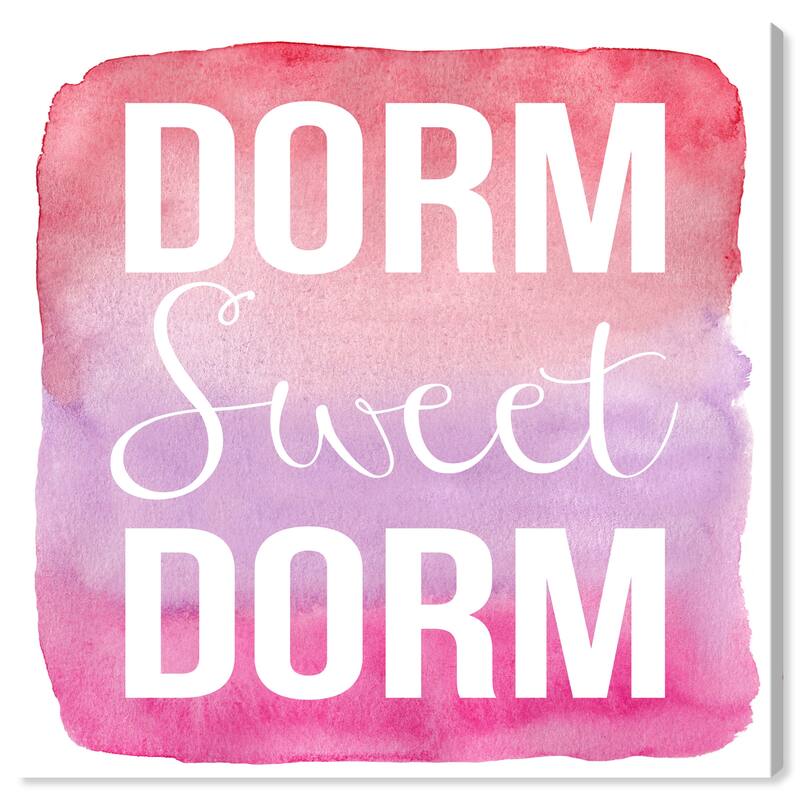 Wynwood Studio Prints Typography and Quotes Dorm Sweet Dorm Pink and Pastel Pink Modern & Contemporary Wall Art Canvas Print