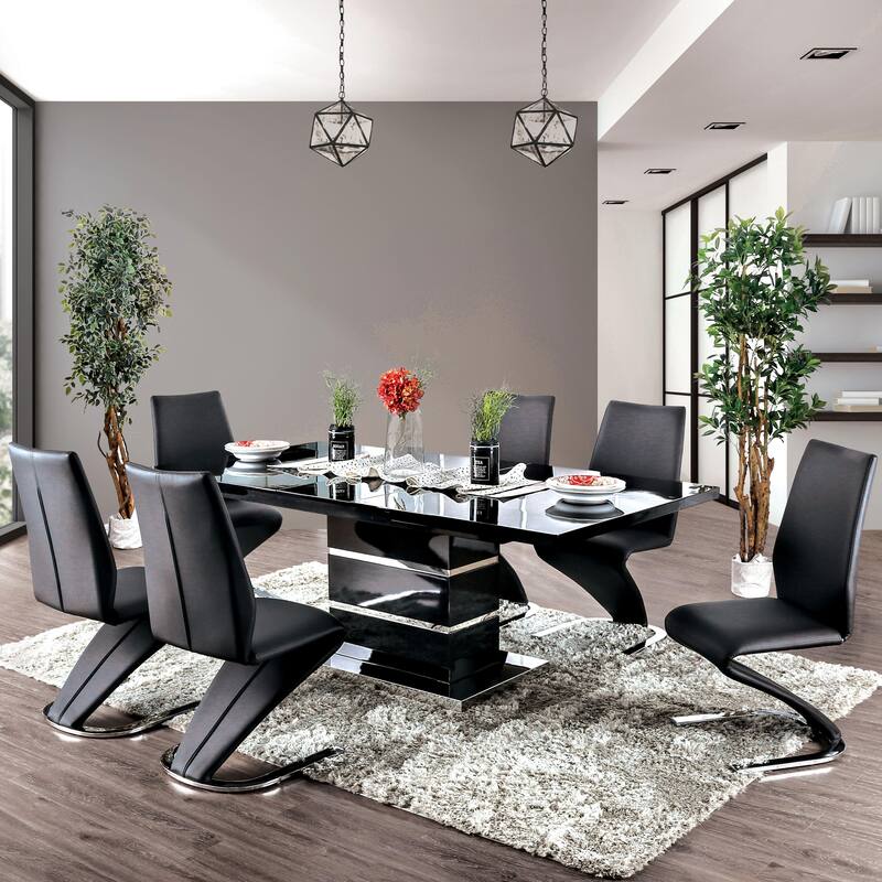 Ikemura Contemporary Black Metal 7-Piece Dining Set by Strick & Bolton - Black