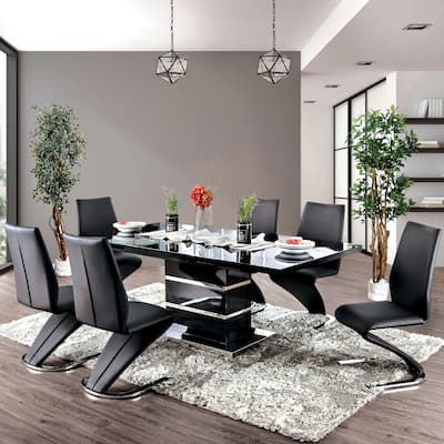 Ikemura Contemporary Black Metal 7-Piece Dining Set by Strick & Bolton