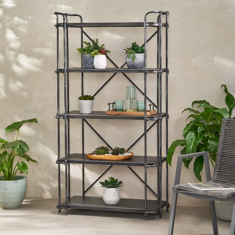 Cedarburg Industrial 5 Shelf Firwood Bookcase by Christopher Knight Home