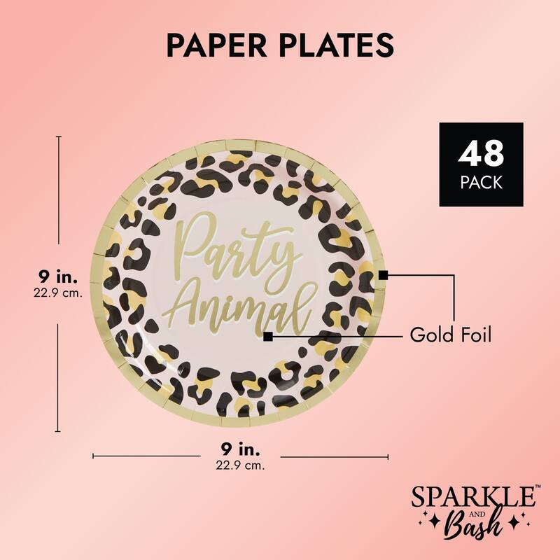 Cheetah Print Paper Plates for Party Animal Safari Birthday Supplies (9