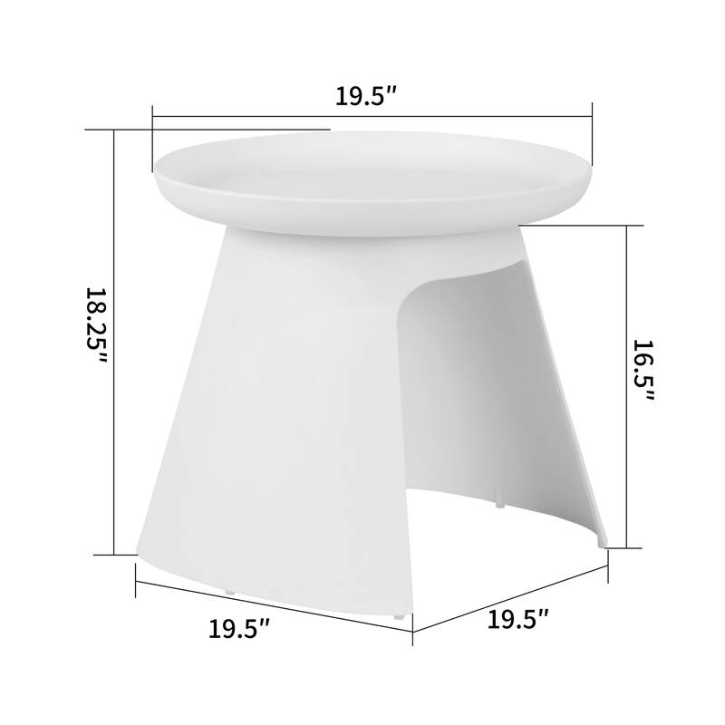 Balius White Plastic Round End Table