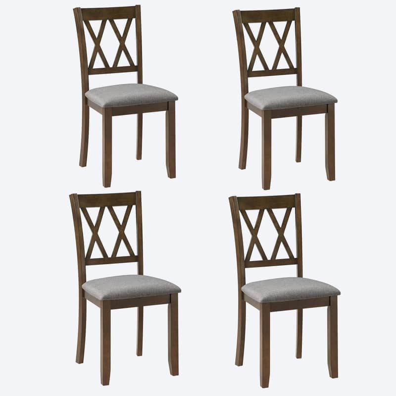 Wooden Dining Chairs Set of 4, Upholstered Side Chairs with Padded Seat for Kitchen, Dining Room & Living Room