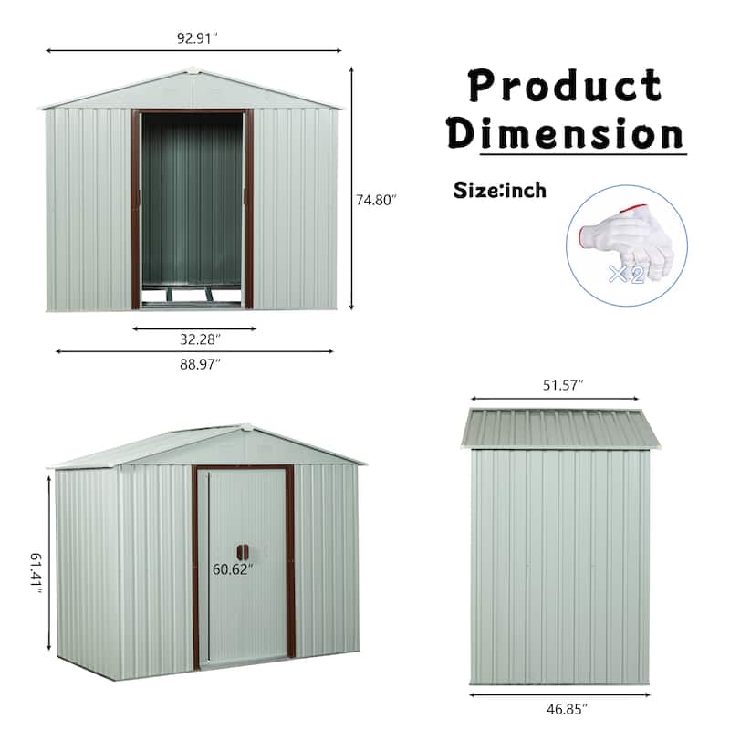 Waterproof Garden Shed Tool Shed Pet Shed Rust-resistant Metal Storage Shed with Lockable Sliding Door