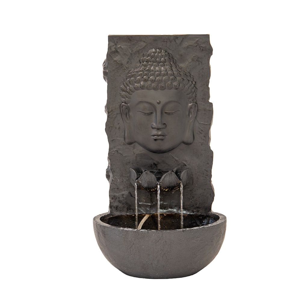 XBrand 30 in H Fiber Resin Wall Buddha Zen Outdoor Garden Water Fountain w/ warm LED Light