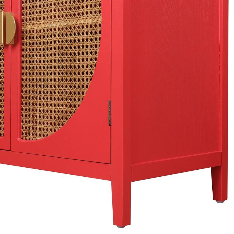 Woven Rattan Wicker Doors Accent Cabinet Sideboard