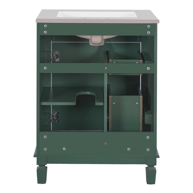 24" Freestanding Bathroom Vanity with White Integrated Ceramic Sink - 24'' x 18.3'' x 34''