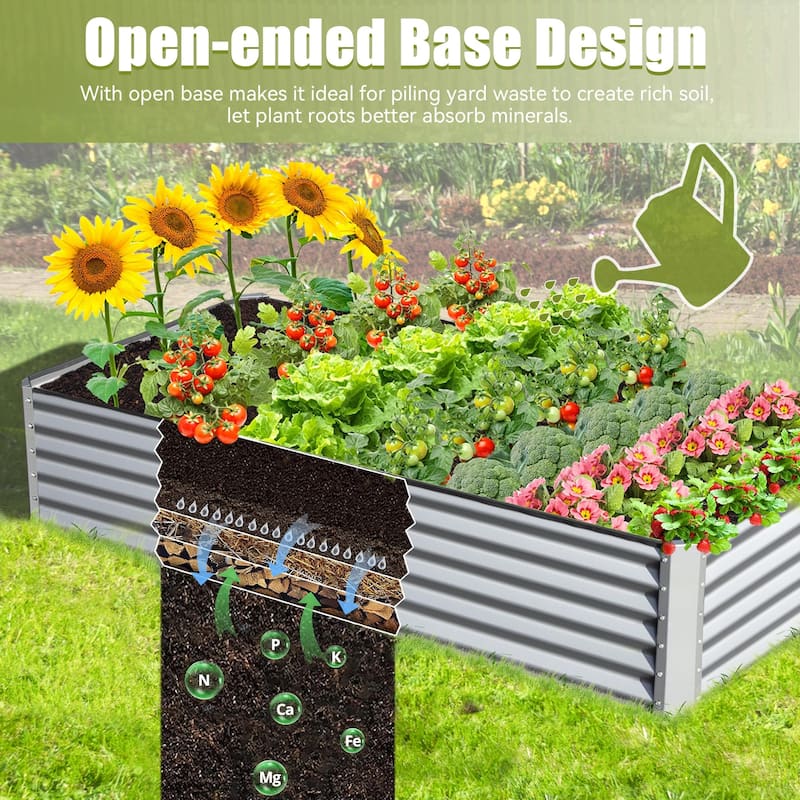 8x4x1.5 ft Galvanized Raised Garden Bed,Planter Garden Boxes Large Metal Planter Box for Gardening Vegetables Fruits Flowers