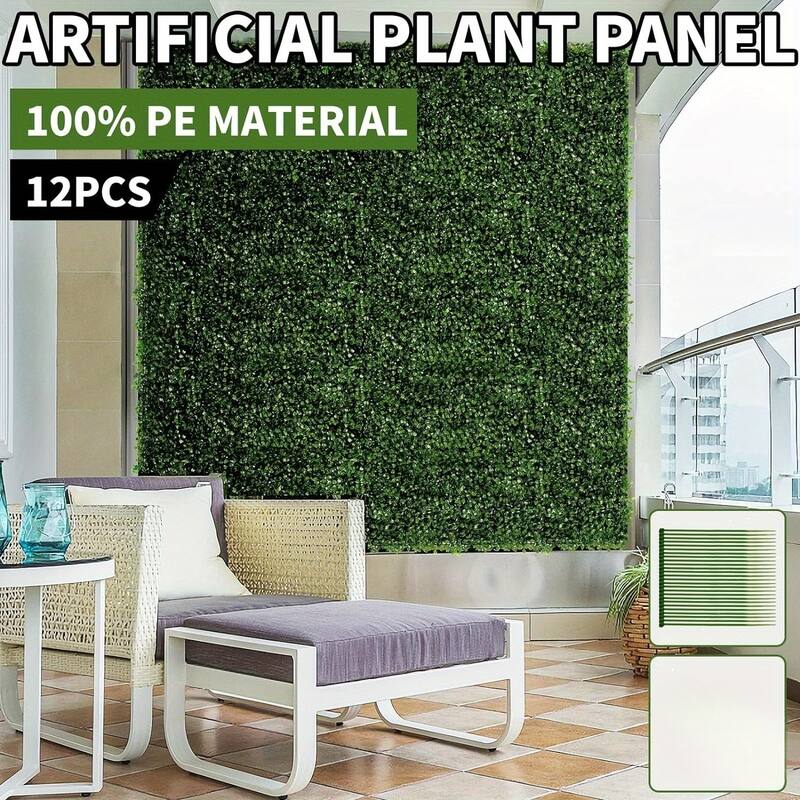 12PCS 24"x16"Artificial Boxwood Boards,UV Protected Grass Wall Panels & Boxwood Fence Panels for Green Wall Decor,Garden Fence