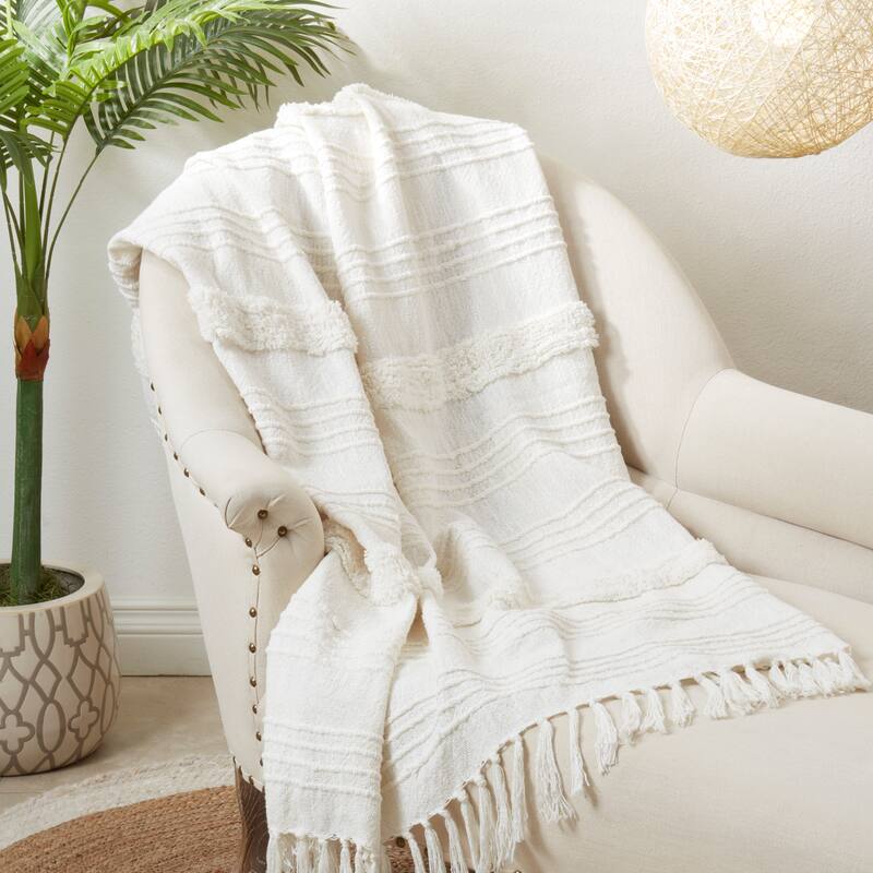 Boho Chic Tufted Throw with Tassels