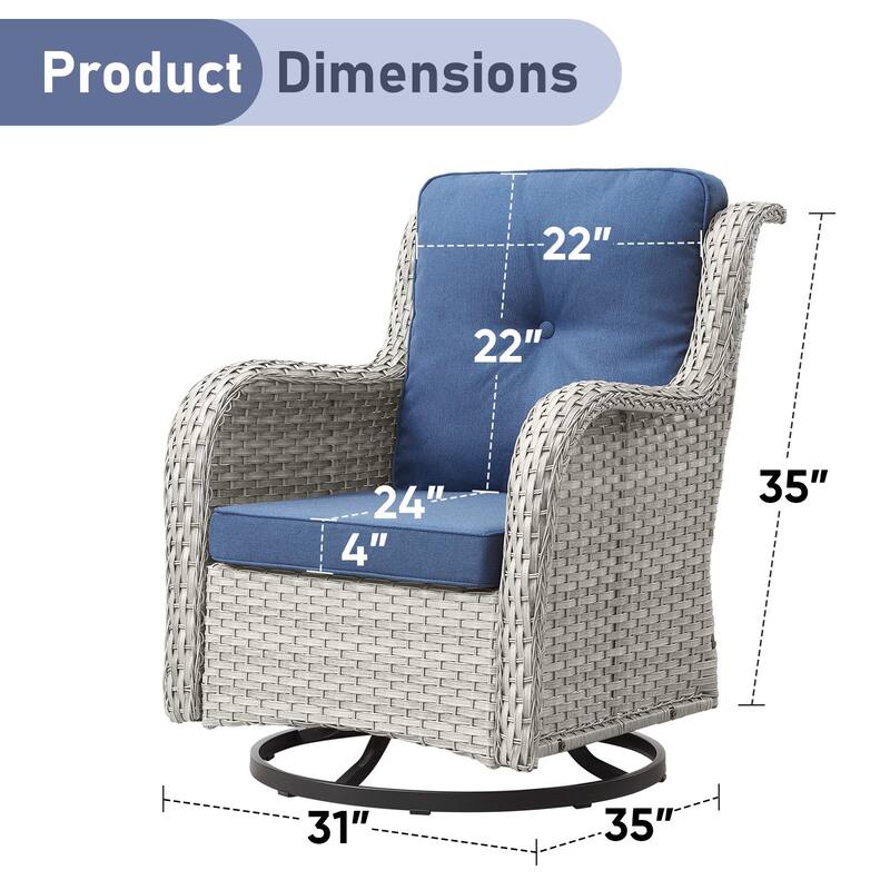 Pocassy Outdoor Swivel Chairs with 4 Inch Cushion