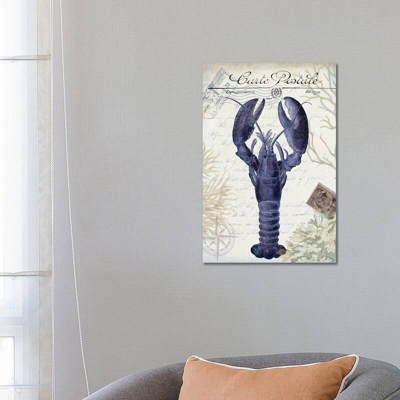 iCanvas "Seaside Postcard On Cream - Lobster" by Fab Funky Canvas Print - 26x18x1.5