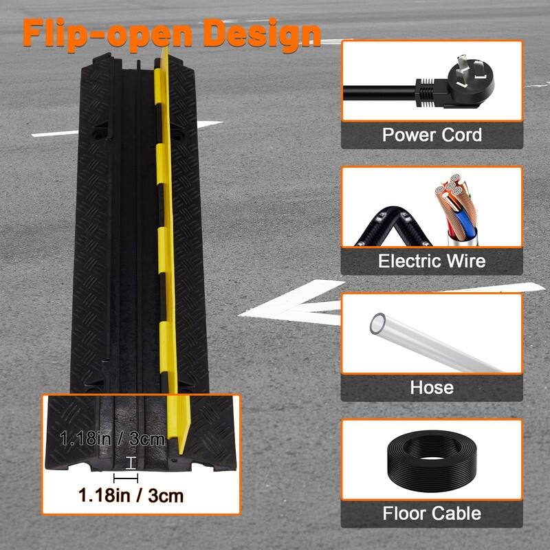 1Pcs 22000 lbs Capacity 3.18 ft. Driveway Rubber Traffic Speed Bumps - N/A