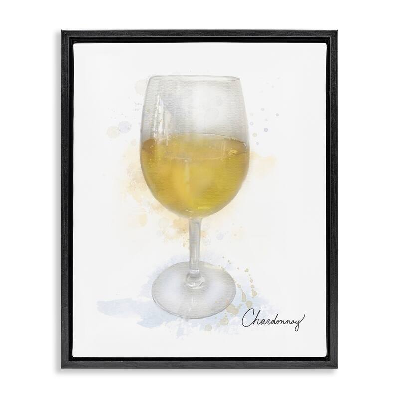 Stupell Modern Chardonnay in Glass Framed Floater Canvas Wall Art Design By Matthew Piotrowicz - 17 x 21 - Black