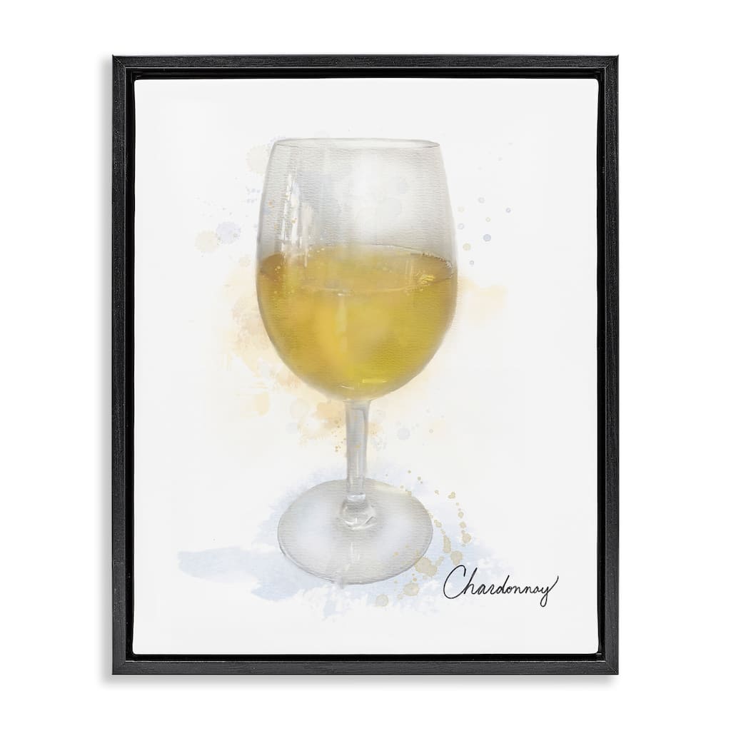 Stupell Modern Chardonnay in Glass Framed Floater Canvas Wall Art Design By Matthew Piotrowicz