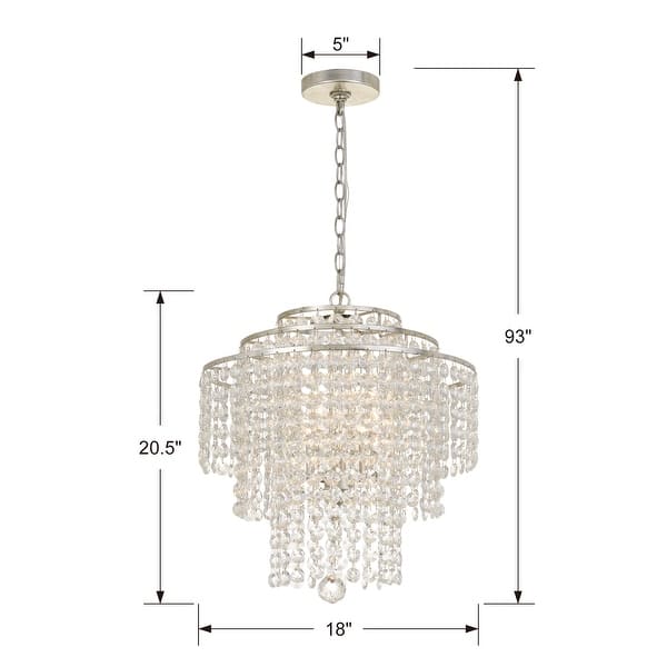 Arielle Crystal 18" wide Silver Chandelier - 18'' W x 20.5'' H - 18'' W x 20.5'' H