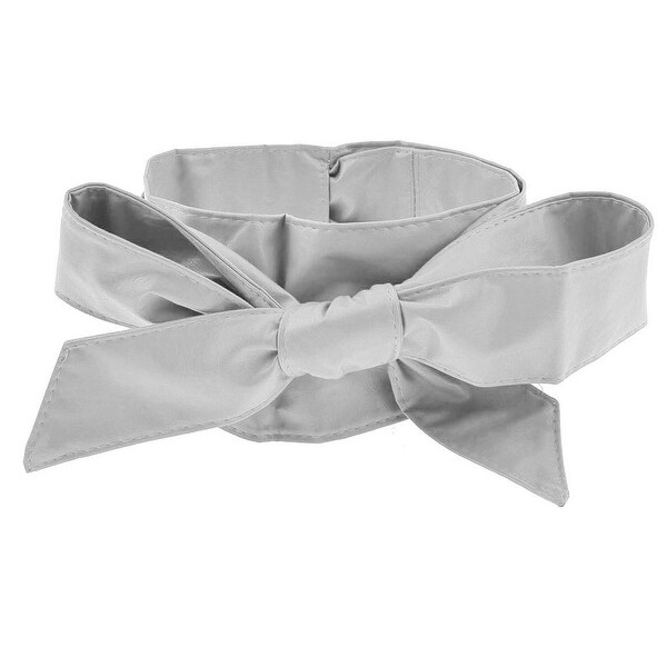 Unique Bargains Tasharina Women Wrap Around Tie Corset Bowknot Wide Waist Belt Gray