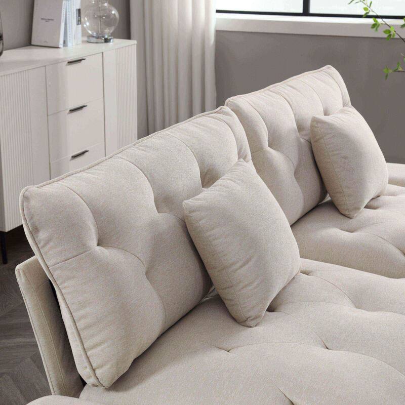 Modern upholstered loveseat couches with metal feet - N/A