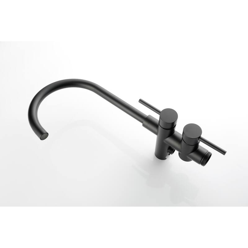 Floor Mounted Tub Faucet High Flow Freestanding Tub Filler Faucet with Handheld Shower Head and Swivel Spout