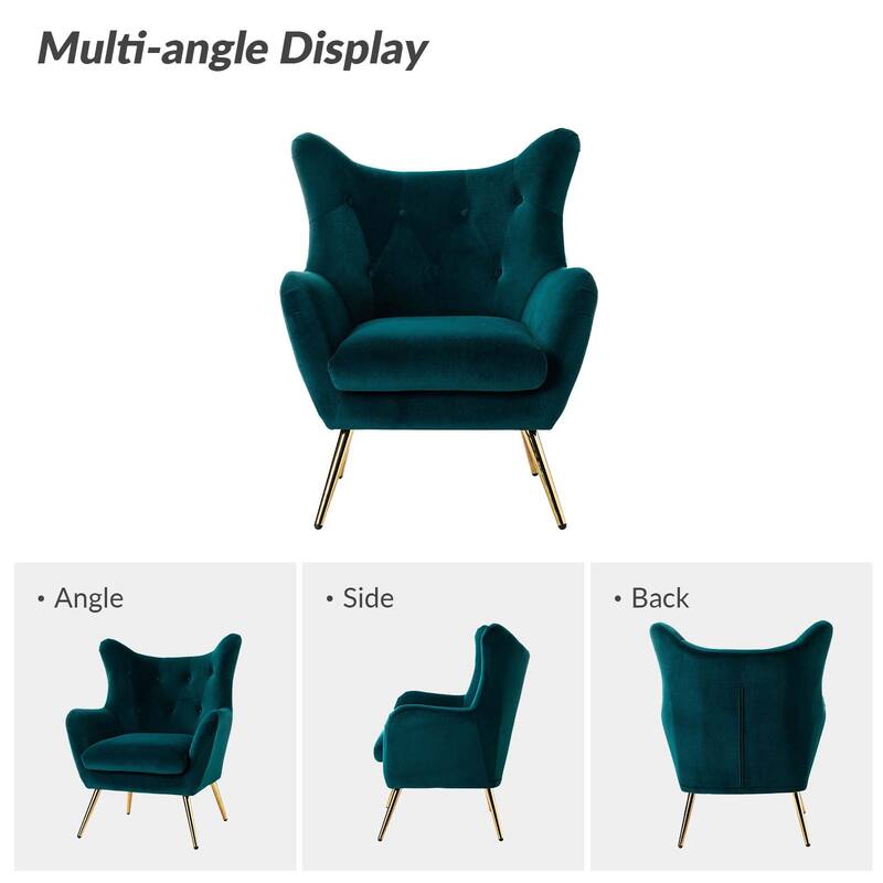 Eusebio Modern Velvet Accent Chair with Tufted Wingback for Living Room Set of 2 by HULALA HOME