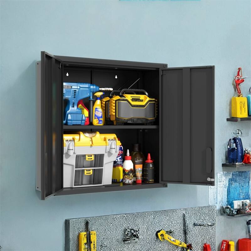 Wall-Mounted Tool Storage Cabinet w/Locking Door 1 adjustable Shelf