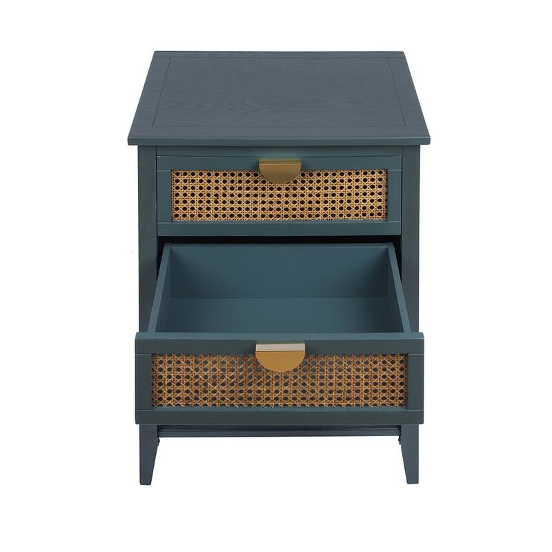 2-Drawer Nightstand Bed Side Table with Storage Cabinet End Table shelf Wood Side Table