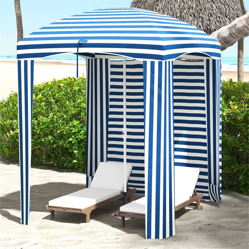 Outdoor Portable Beach Umbrella with Vents and Sandbags - Beige