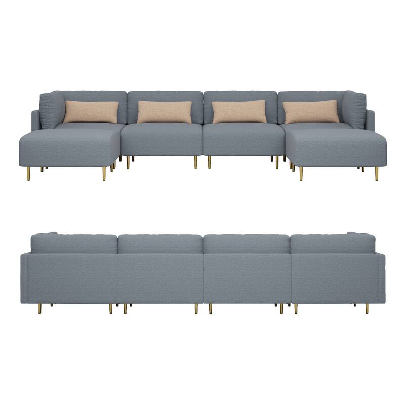 U-Shaped Sectional Sofa with Two Ottomans