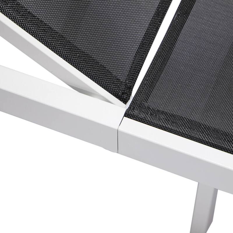 Aluminum Beach Pool Sun Lounge Chair Sling Mesh Fabric Reclining Stackable Lounger Chair