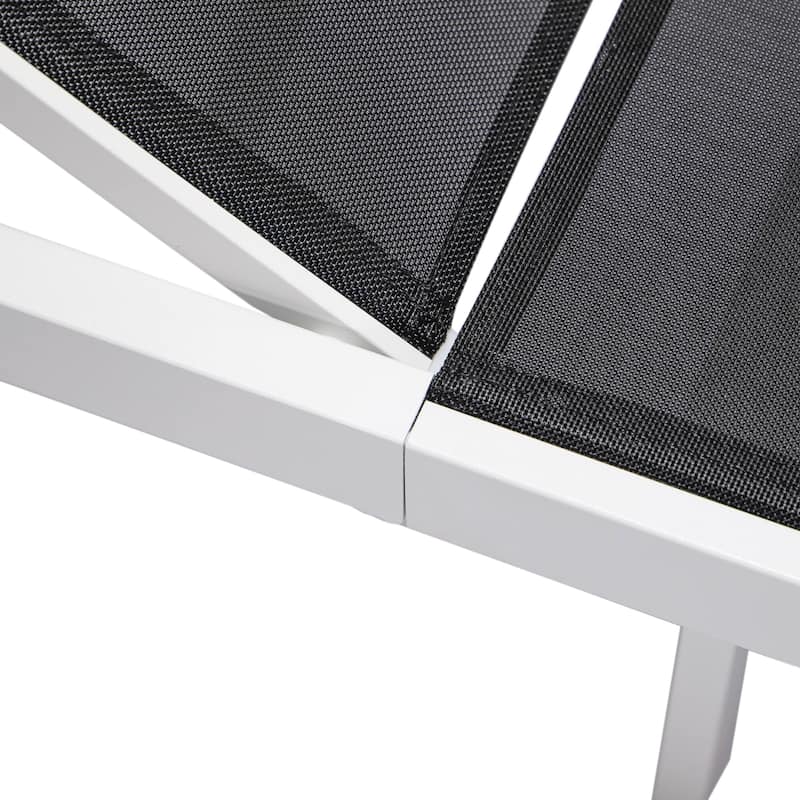 Aluminum Beach Pool Sun Lounge Chair Sling Mesh Fabric Reclining Stackable Lounger Chair (Set of 2)