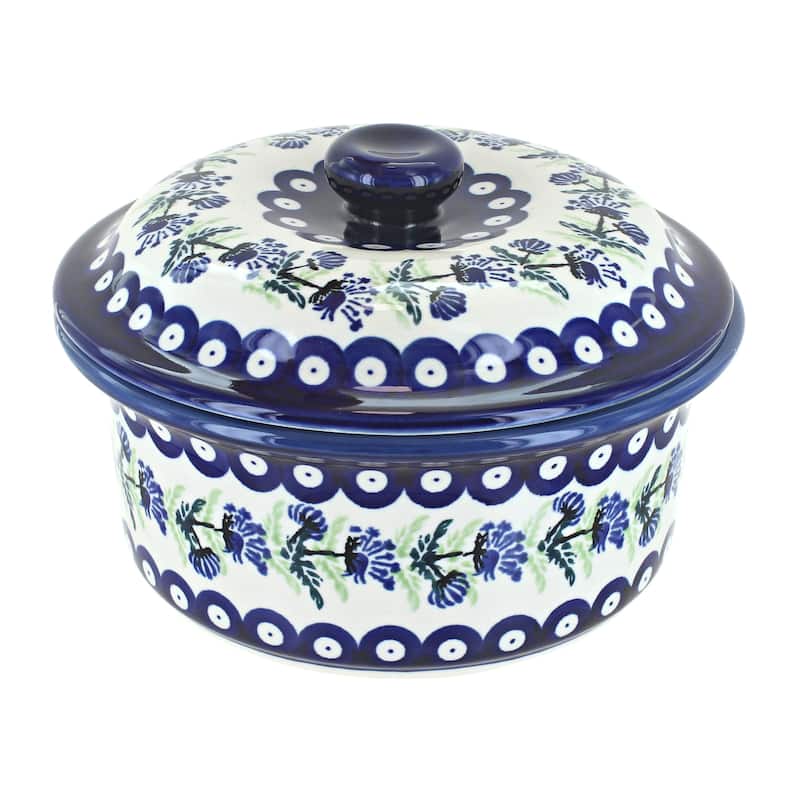Blue Rose Polish Pottery 887 Zaklady Round Baker with Lid - Sweet Annie