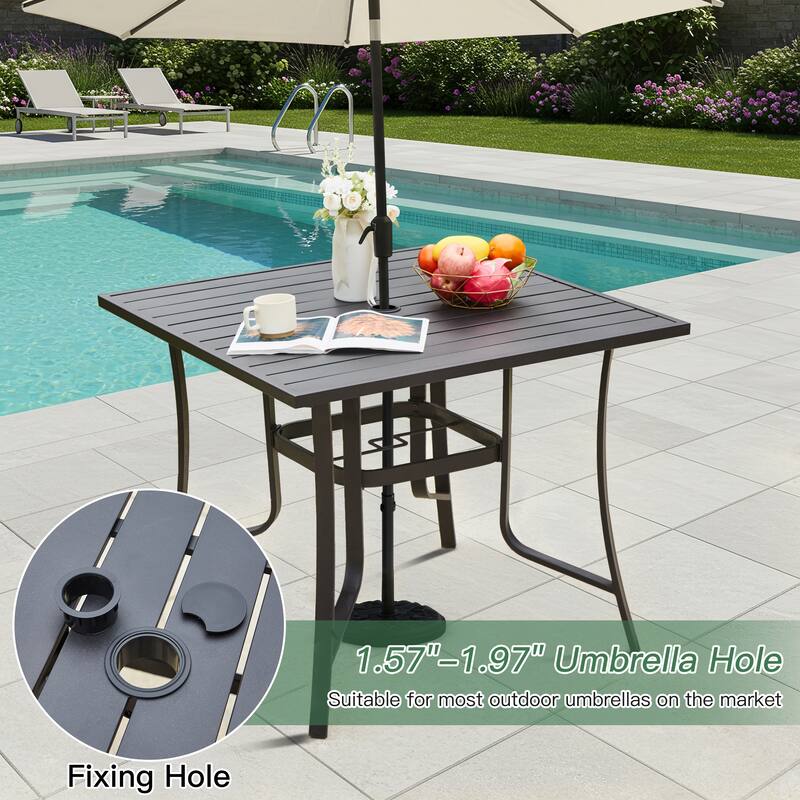 Patio Dining Set w Textilene / Swivel Rocking Chairs, Outdoor Table & Chairs w Adjustable Umbrella Hole, 5/7/9-Piece Garden Set