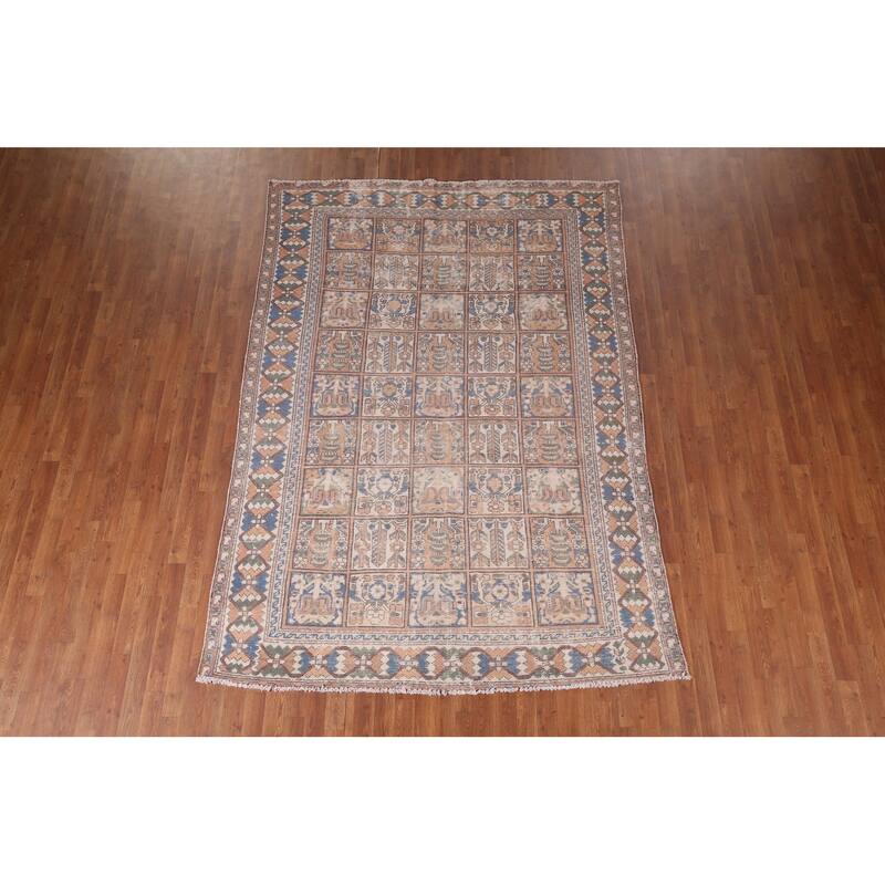 Bakhtiari Persian Vintage Area Rug Handmade Orange Wool Carpet - 6'5"x 9'4"