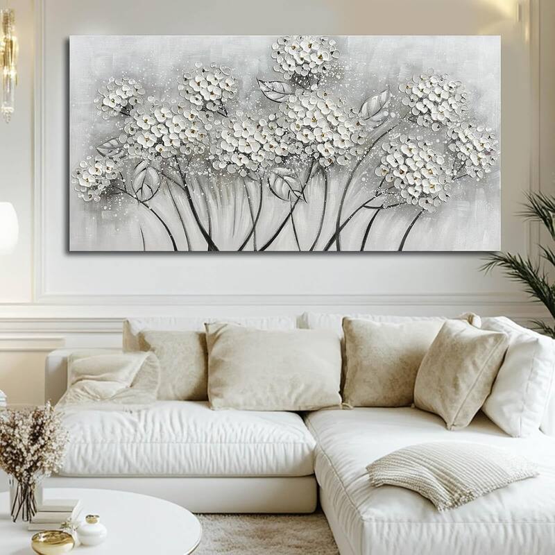 White Flower Wall Art- Canvas Print Art- Botanical Pictures