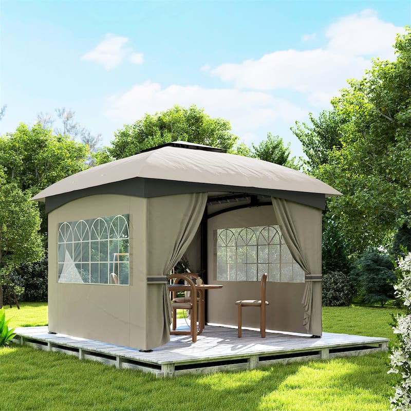 10x10 ft Color-Block Canopy Gazebo with Arched Top Drainage Holes and Translucent Windows - 131.9" L x 131.9" W x 112.2" H