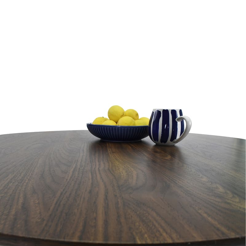 Round Walnut Color Dining Table