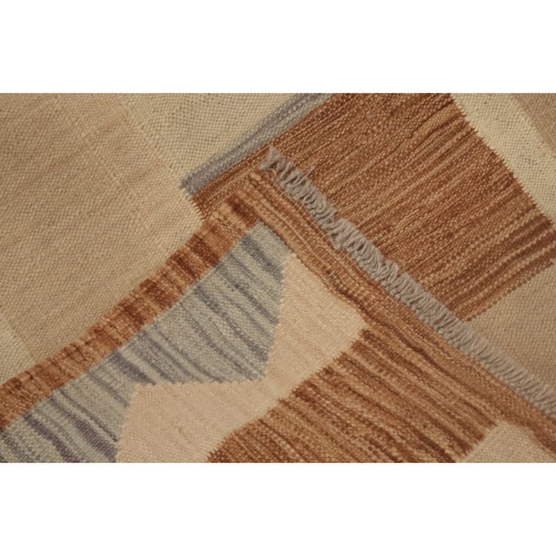 Hand Woven Oriental 100% Wool Carpet Southwestern Modern Multi-Colored Kilim Runner Rug - 11' 8'' X 2' 8''