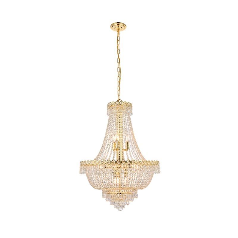 Elegant Lighting Gold 24-inch Royal-cut Crystal Clear Hanging 12-light Chandelier - Gold Royal Cut Crystal Clear Hanging Fixture