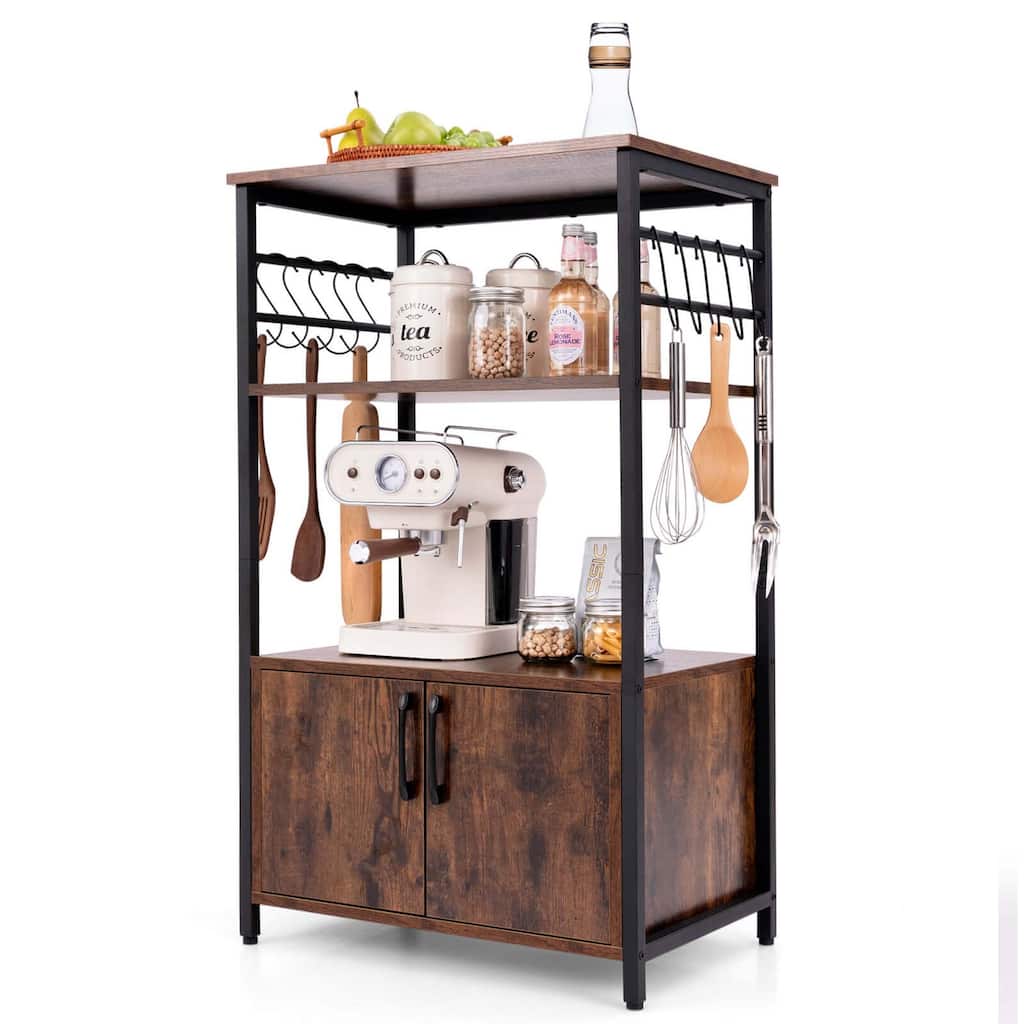 Costway 3 Tier Kitchen Baker’s Rack with Cabinet 2 Open Shelves - See Details