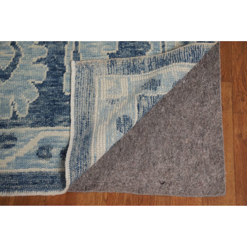 Hand Knotted Oriental 100% Wool Carpet Transitional All-Over Navy Blue & Blues Oushak Area Rug - 11' 10'' X 7' 11''