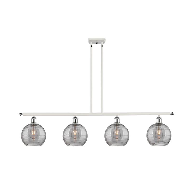 Innovations Lighting 516-4I 10 48 Athens Deco Swirl Chandelier Athens - White Polished Chrome / Light Smoke Deco Swirl