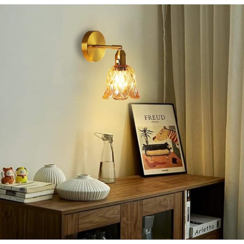 2 Pack lighting bulb gold vanity lighting glass wall sconces