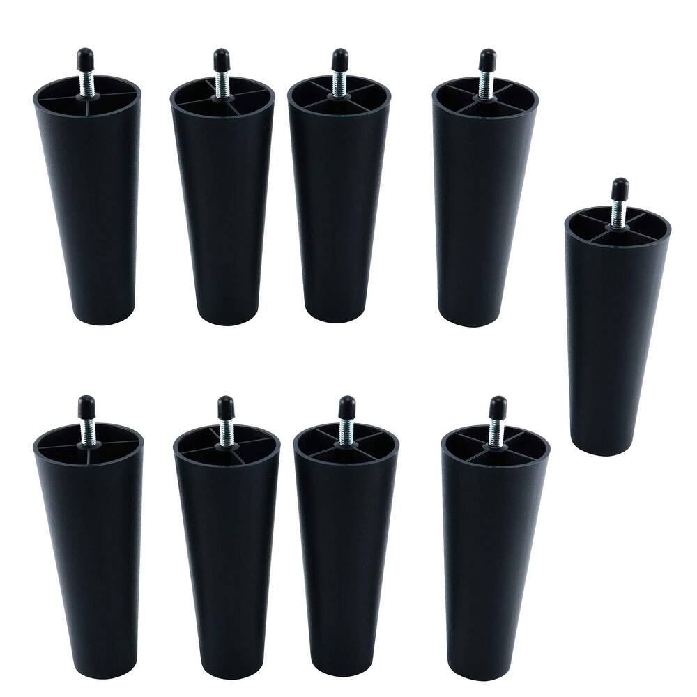 Round Solid Plastic Furniture Legs 5 inch high for Bed, Sofa, Couch, Chair Ottoman, Loveseat, Coffe, Table, Cabinet