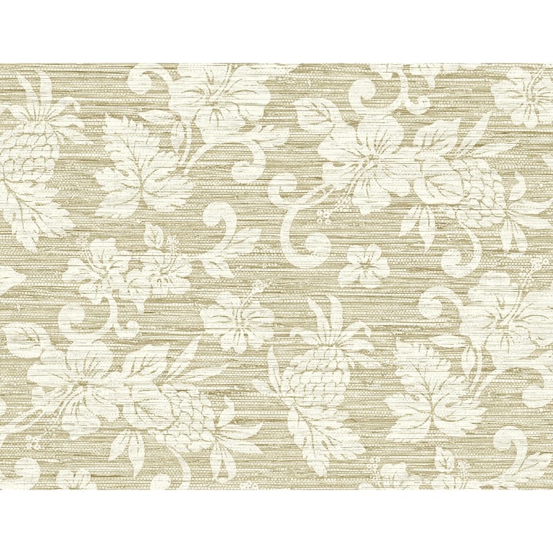 Seabrook Designs Juno Island Floral Unpasted Wallpaper - 27 in W x 27 ft. L - Saddle Tan