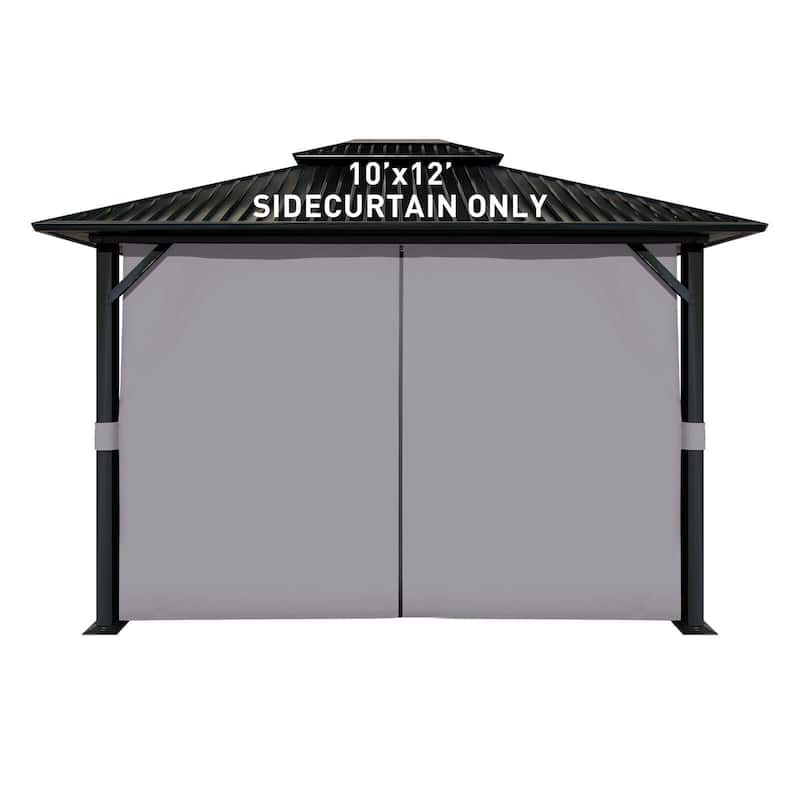 Aoodor Gazebo Curtain Replacement-Universal 4-Panel Sidewalls 10'x12', Curtain Only - Grey