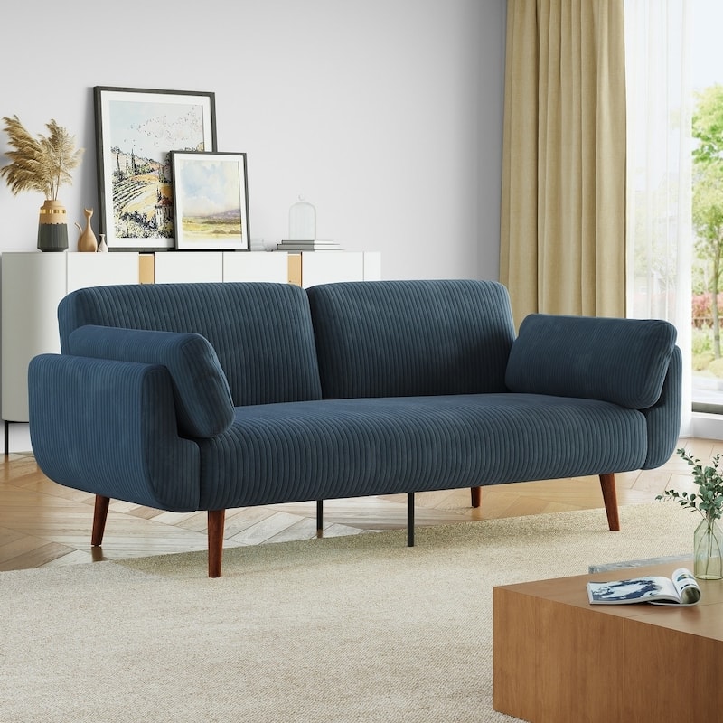 73.3" W Flared Arm Convertible Sleeper Sofa Modern Corduroy Loveseat