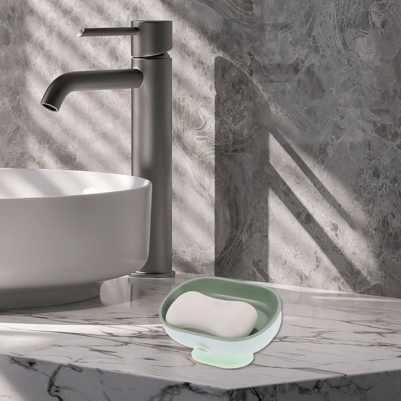 Suction Cup Double Layer Soap Dish for Bathroom Kitchen 5.12"x3.54"x2.95" - Green
